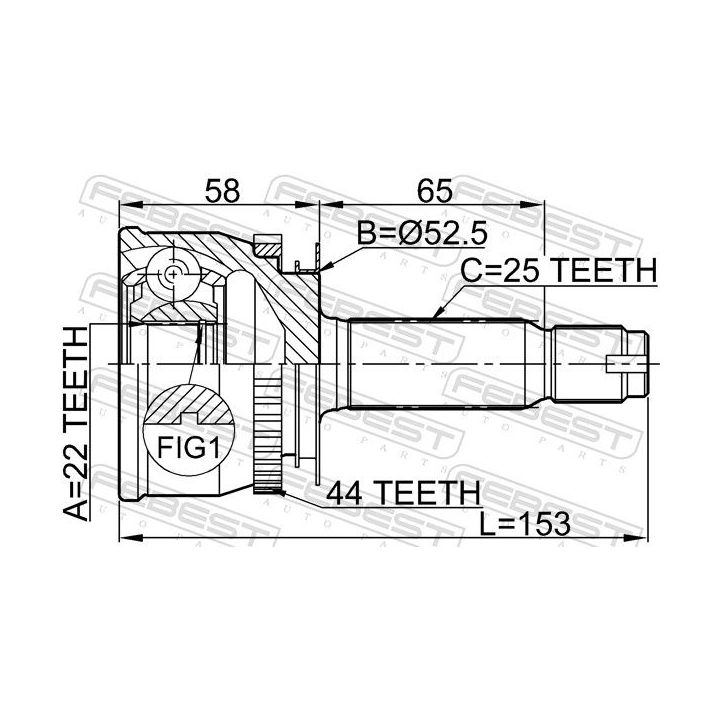 Jungčių komplektas, kardaninis velenas FEBEST 1210-012A44