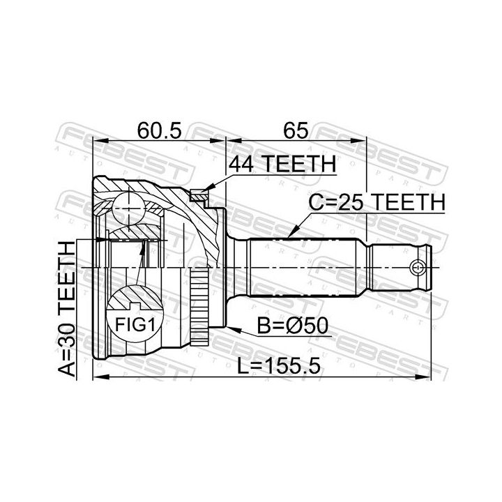 Jungčių komplektas, kardaninis velenas FEBEST 1210-014A44