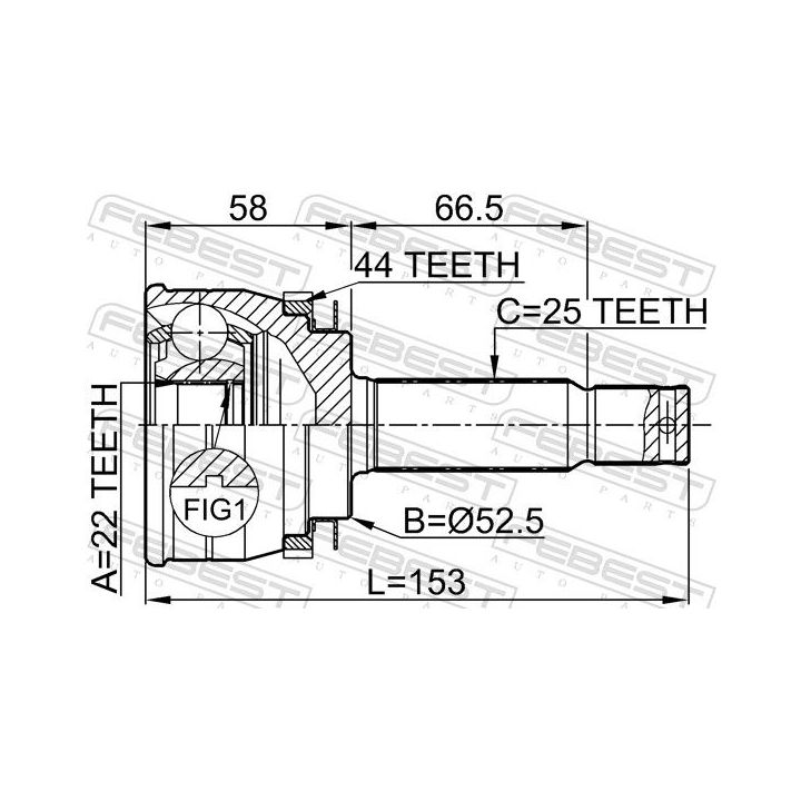 Jungčių komplektas, kardaninis velenas FEBEST 1210-ACCA44
