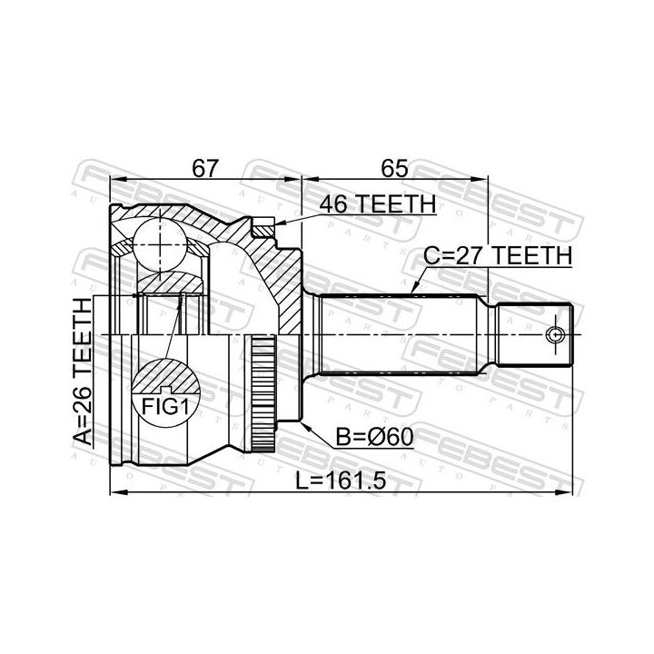Jungčių komplektas, kardaninis velenas FEBEST 1210-CEEDA46