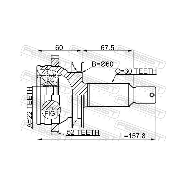 Jungčių komplektas, kardaninis velenas FEBEST 1210-CM10RA52