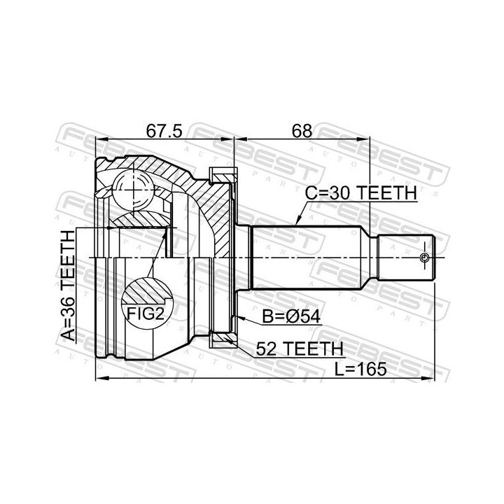 Jungčių komplektas, kardaninis velenas FEBEST 1210-CMATA52