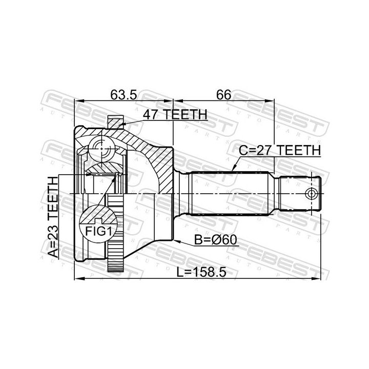 Jungčių komplektas, kardaninis velenas FEBEST 1210-EFATA47