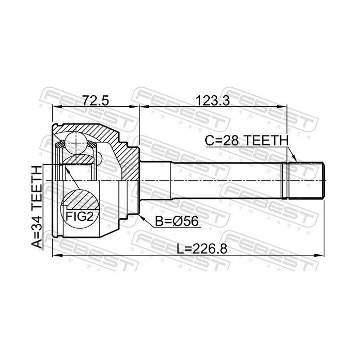 Jungčių komplektas, kardaninis velenas FEBEST 1210-H1
