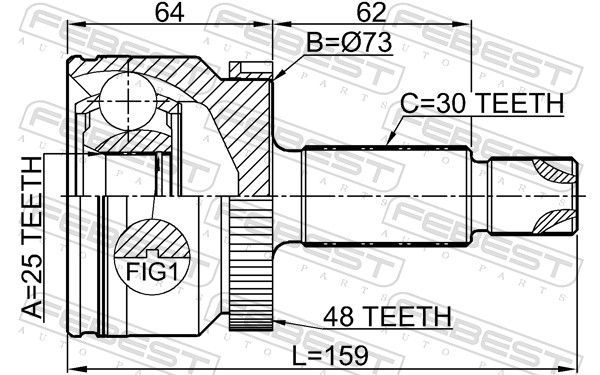 Jungčių komplektas, kardaninis velenas FEBEST 1210-IX35D7A48