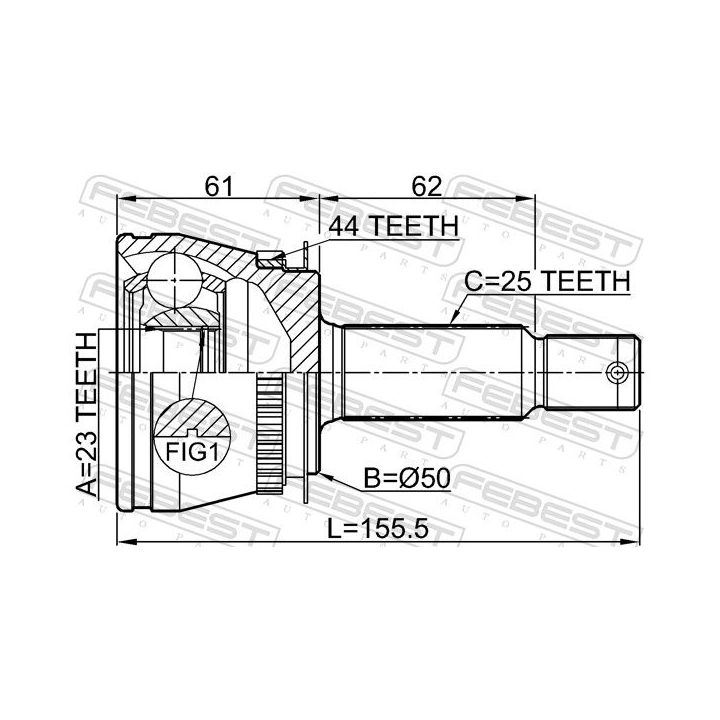 Jungčių komplektas, kardaninis velenas FEBEST 1210-LANA44