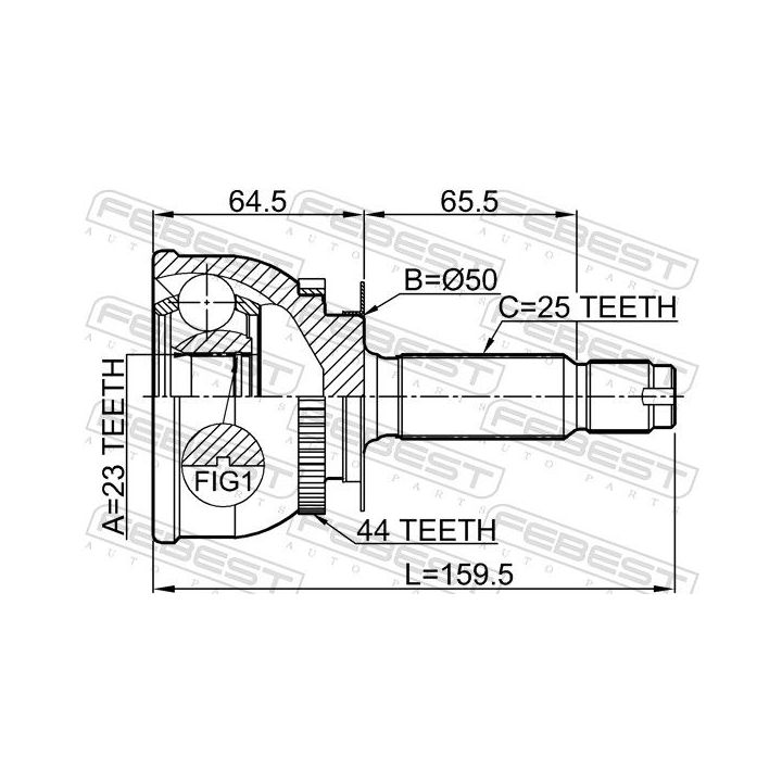 Jungčių komplektas, kardaninis velenas FEBEST 1210-MATA44