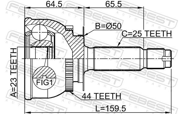 Jungčių komplektas, kardaninis velenas FEBEST 1210-MATA44