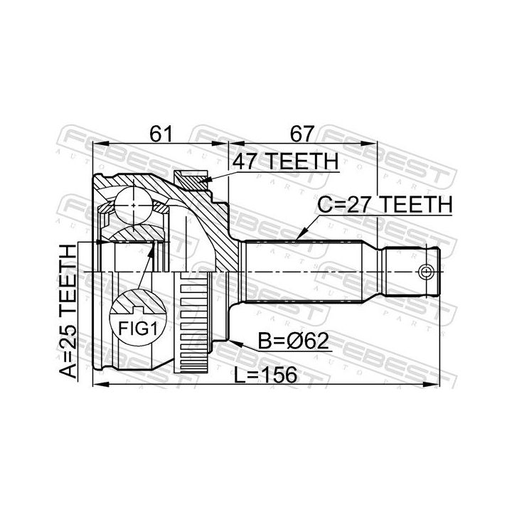 Jungčių komplektas, kardaninis velenas FEBEST 1210-NFA47
