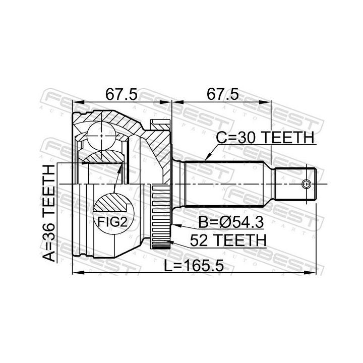 Jungčių komplektas, kardaninis velenas FEBEST 1210-SFCLA52