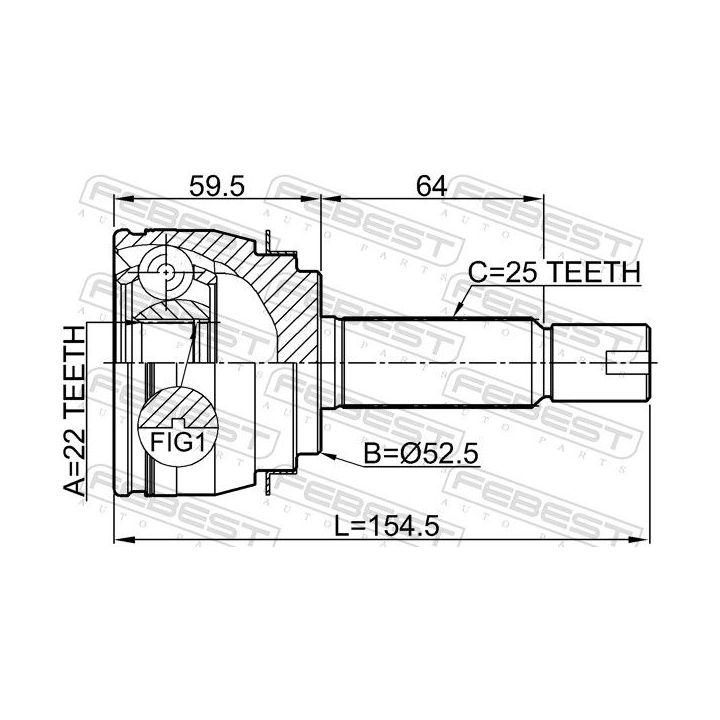Jungčių komplektas, kardaninis velenas FEBEST 1210-SOL2WD