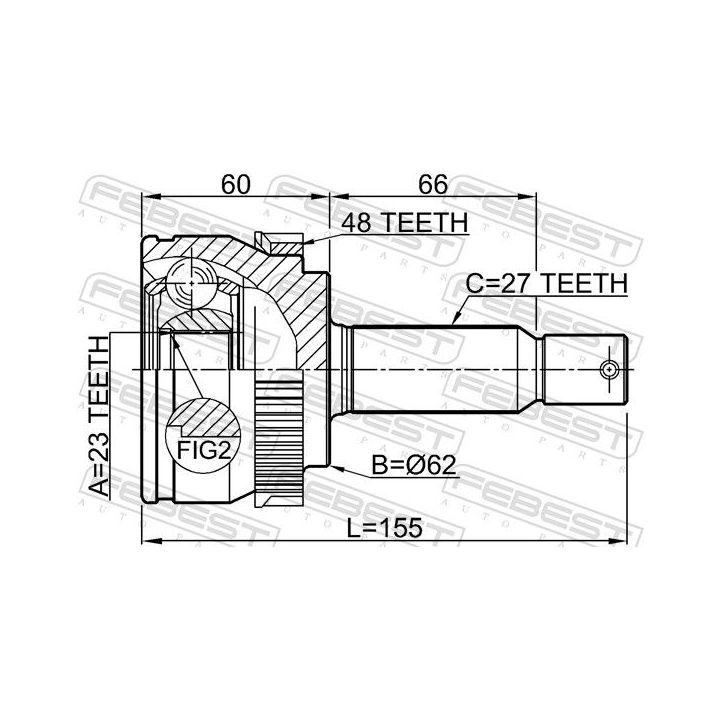 Jungčių komplektas, kardaninis velenas FEBEST 1210-TUC20A48