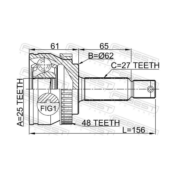 Jungčių komplektas, kardaninis velenas FEBEST 1210-TUCA48