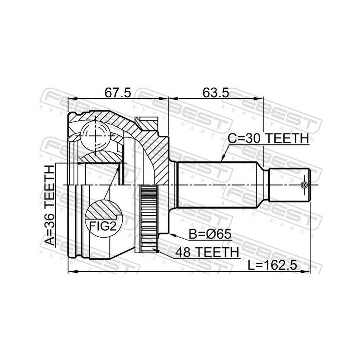 Jungčių komplektas, kardaninis velenas FEBEST 1210-TUCMTA48