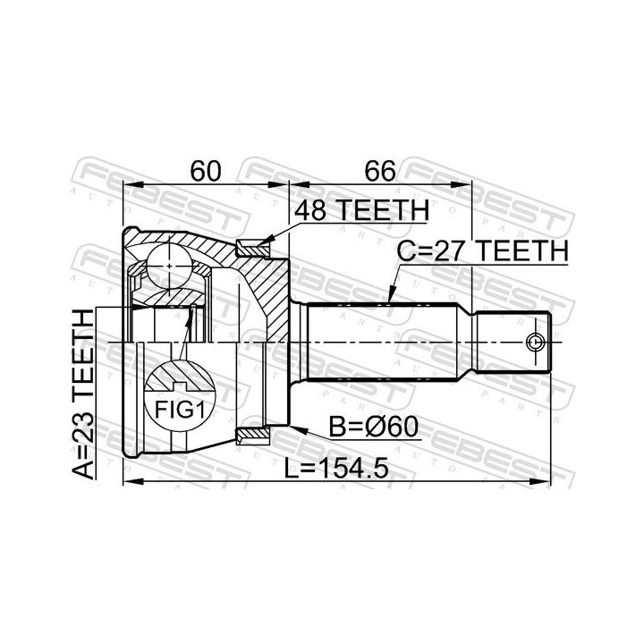 Jungčių komplektas, kardaninis velenas FEBEST 1210-TUCRRA48