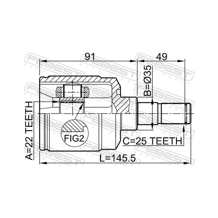 Jungčių komplektas, kardaninis velenas FEBEST 1211-ACC