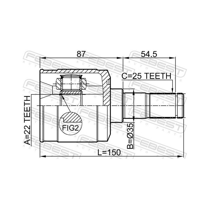 Jungčių komplektas, kardaninis velenas FEBEST 1211-ACCAT