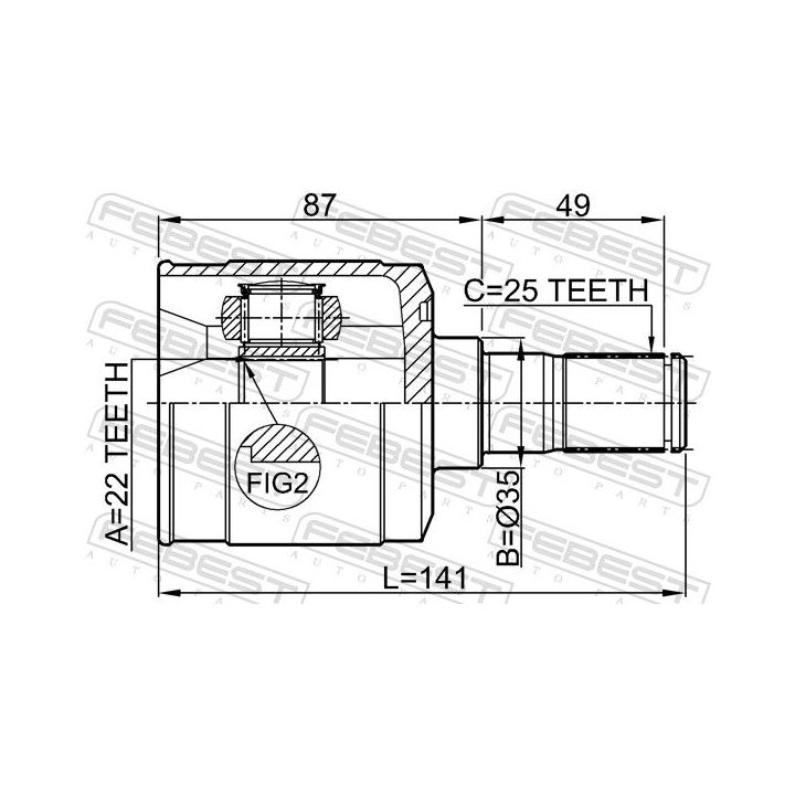 Jungčių komplektas, kardaninis velenas FEBEST 1211-ACCMT