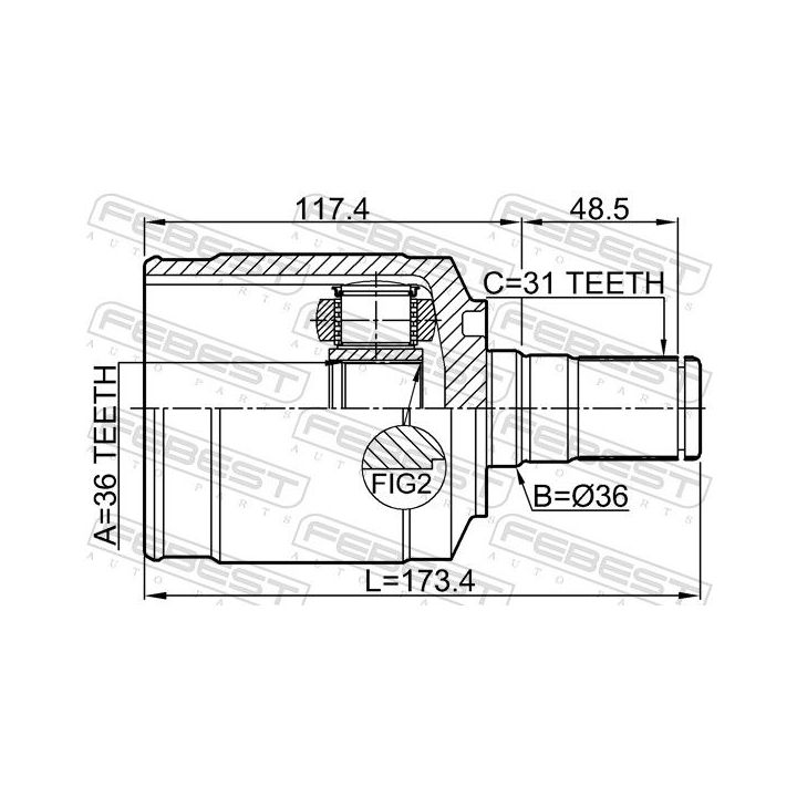 Jungčių komplektas, kardaninis velenas FEBEST 1211-CM10LH