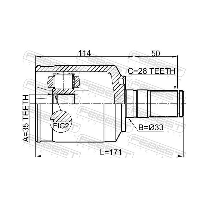 Jungčių komplektas, kardaninis velenas FEBEST 1211-CMATLH