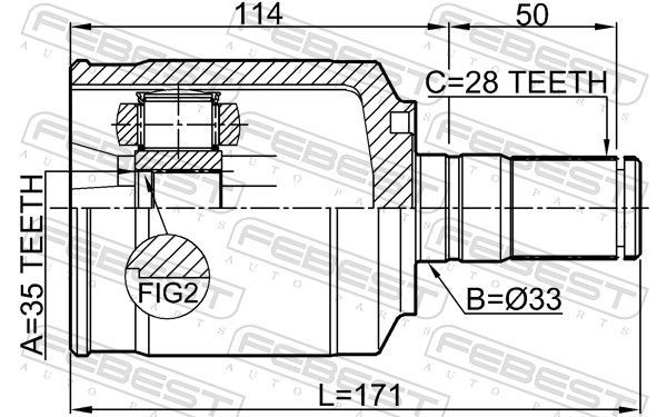 Jungčių komplektas, kardaninis velenas FEBEST 1211-CMATLH