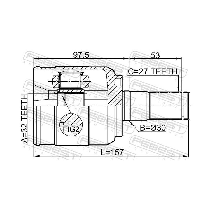Jungčių komplektas, kardaninis velenas FEBEST 1211-D7AT2WD