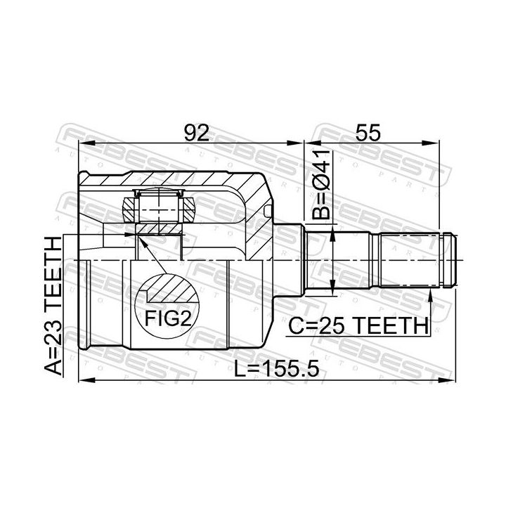 Jungčių komplektas, kardaninis velenas FEBEST 1211-EFAT