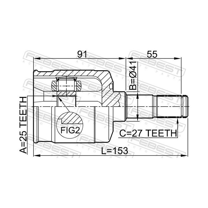 Jungčių komplektas, kardaninis velenas FEBEST 1211-EFMT