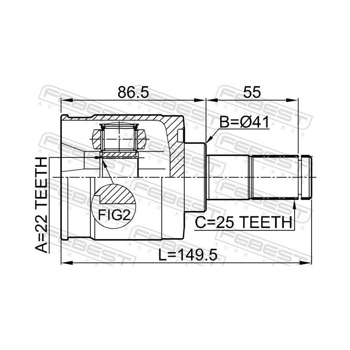 Jungčių komplektas, kardaninis velenas FEBEST 1211-ELN