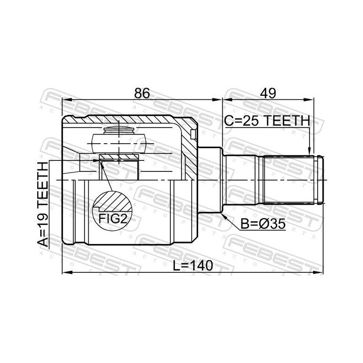 Jungčių komplektas, kardaninis velenas FEBEST 1211-GET11