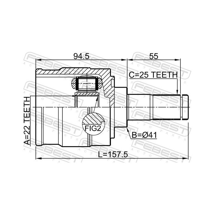 Jungčių komplektas, kardaninis velenas FEBEST 1211-I30LH