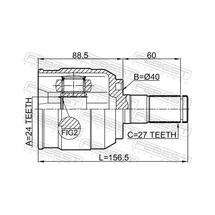 Jungčių komplektas, kardaninis velenas FEBEST 1211-IX352WDRH