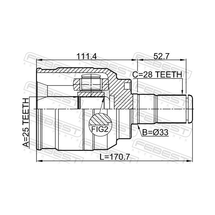 Jungčių komplektas, kardaninis velenas FEBEST 1211-IX35AT