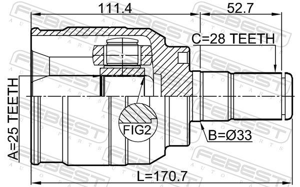 Jungčių komplektas, kardaninis velenas FEBEST 1211-IX35AT