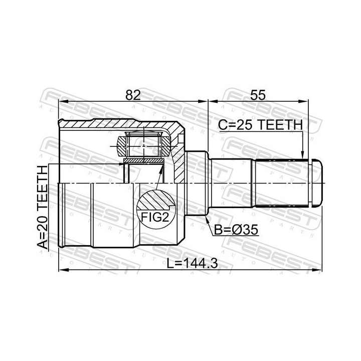 Jungčių komplektas, kardaninis velenas FEBEST 1211-IX35R