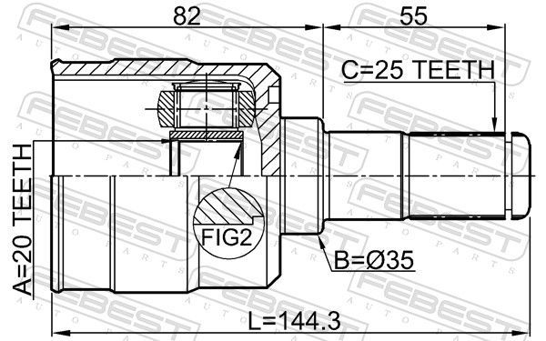 Jungčių komplektas, kardaninis velenas FEBEST 1211-IX35R