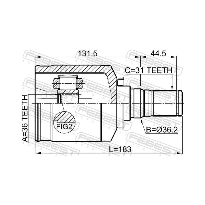 Jungčių komplektas, kardaninis velenas FEBEST 1211-IX55LH
