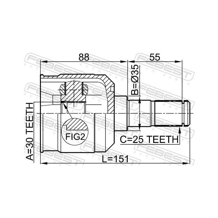 Jungčių komplektas, kardaninis velenas FEBEST 1211-MAT15