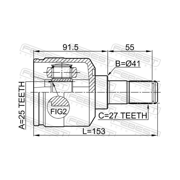 Jungčių komplektas, kardaninis velenas FEBEST 1211-NF