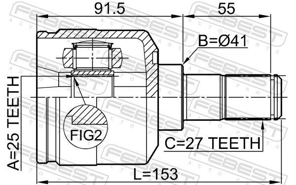 Jungčių komplektas, kardaninis velenas FEBEST 1211-NF