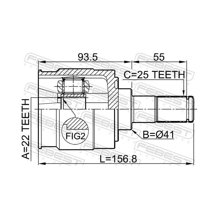 Jungčių komplektas, kardaninis velenas FEBEST 1211-RIOMT