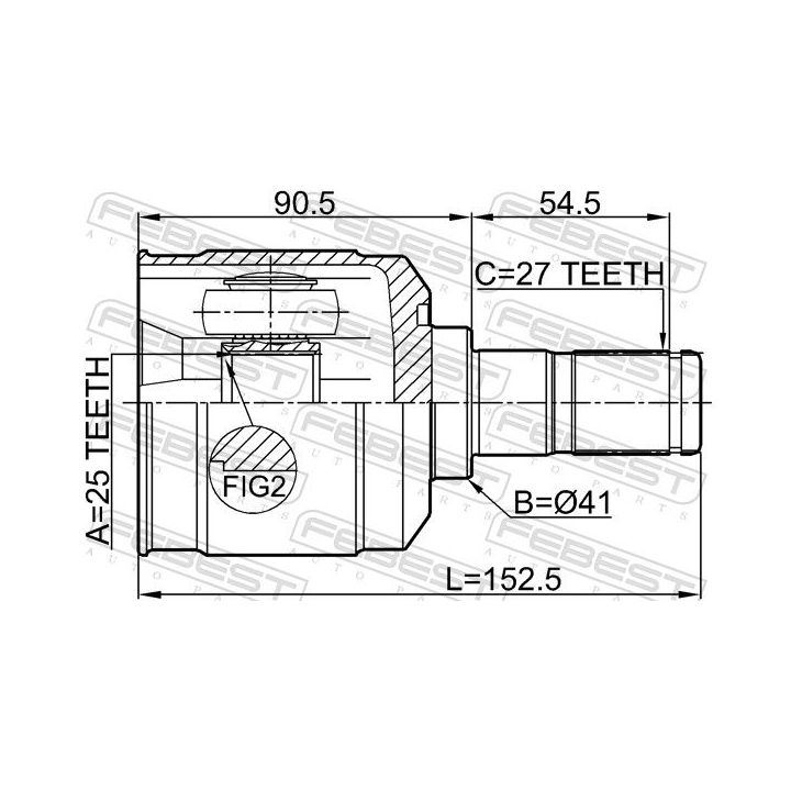 Jungčių komplektas, kardaninis velenas FEBEST 1211-SANFE24