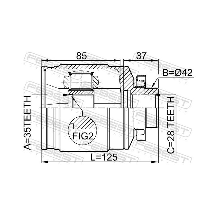 Jungčių komplektas, kardaninis velenas FEBEST 1211-SFCLRH