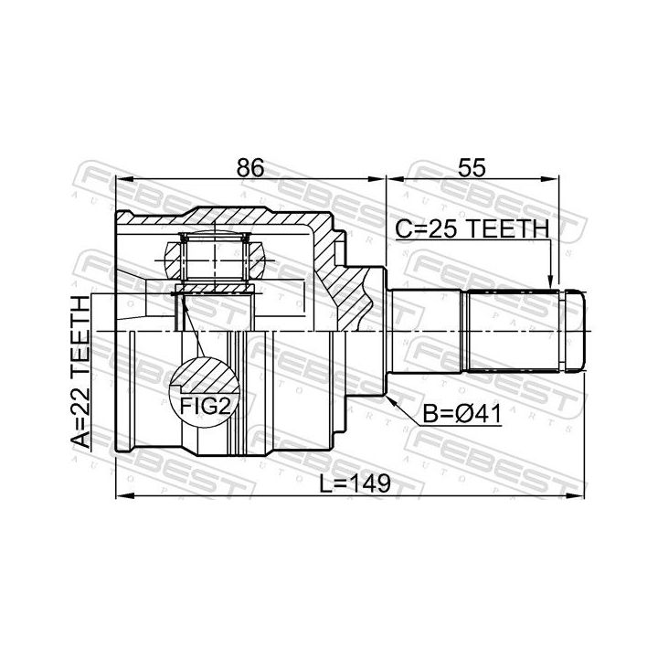 Jungčių komplektas, kardaninis velenas FEBEST 1211-SOL2WD