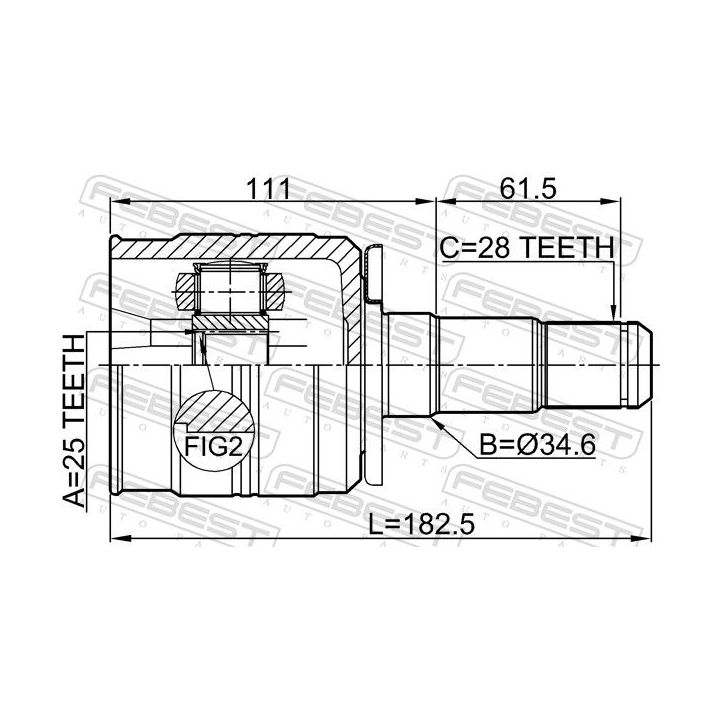 Jungčių komplektas, kardaninis velenas FEBEST 1211-TEREFLH