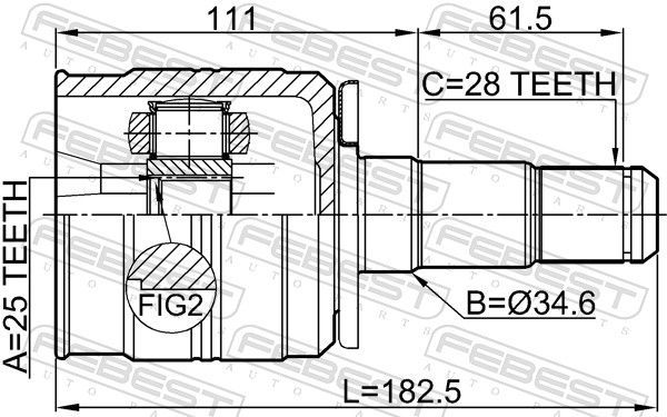 Jungčių komplektas, kardaninis velenas FEBEST 1211-TEREFLH
