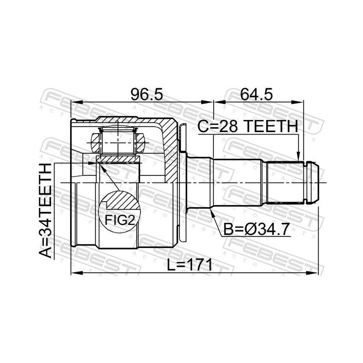 Jungčių komplektas, kardaninis velenas FEBEST 1211-TERLH