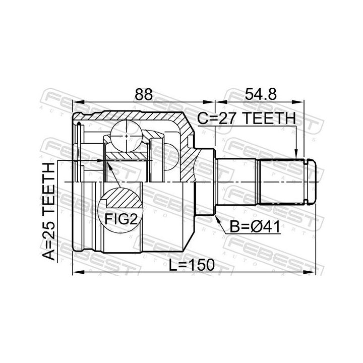 Jungčių komplektas, kardaninis velenas FEBEST 1211-TUC20LH