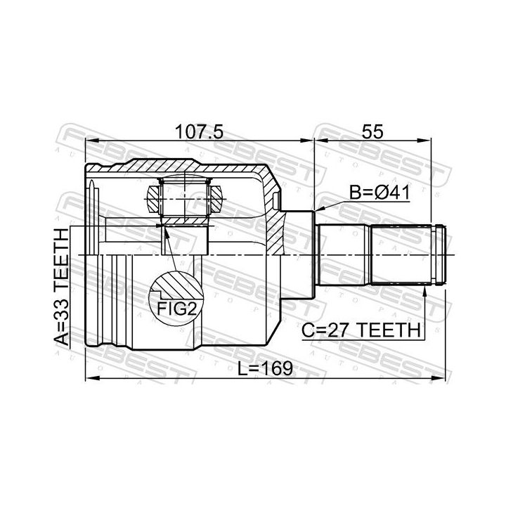 Jungčių komplektas, kardaninis velenas FEBEST 1211-TUC27LH