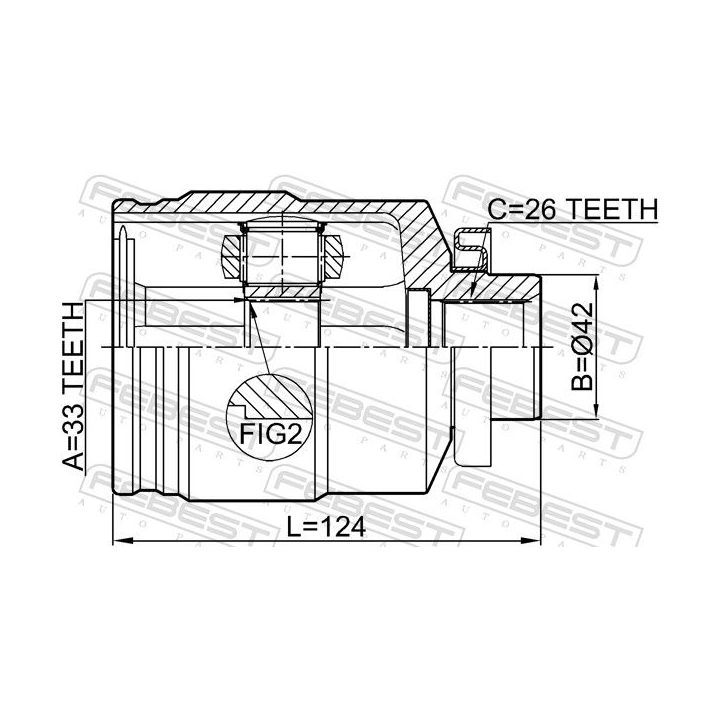 Jungčių komplektas, kardaninis velenas FEBEST 1211-TUC27RH